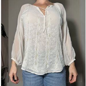 Anthropologie TINY White Cottagecore Bohemian Blouse Size XL